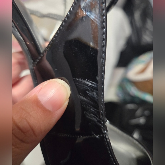 Nine West Tabitha Patent Leather Pump With Rhinestone Heel Sz 9.5 Like New Black - Picture 9 of 12